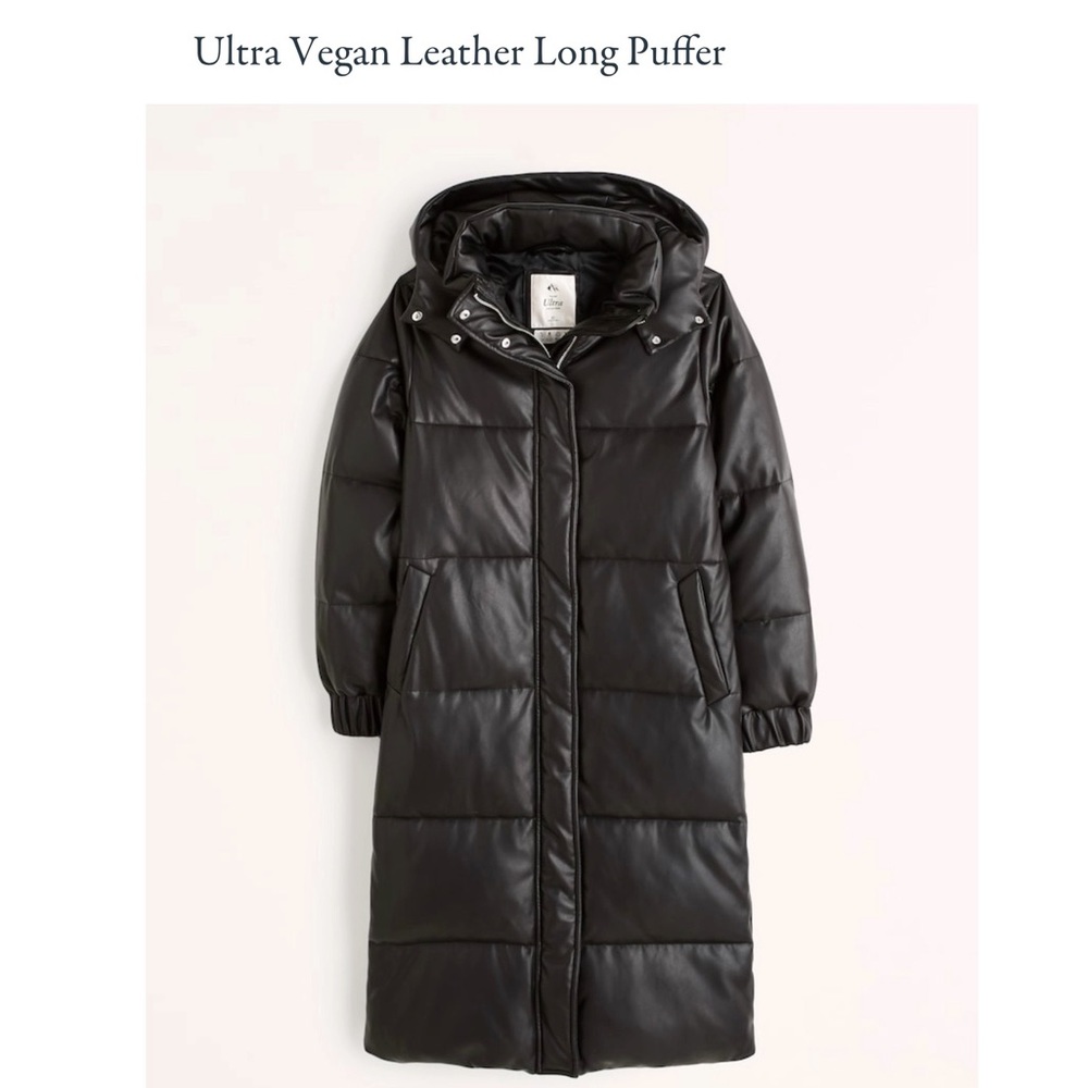 Abercrombie ultra vegan leather long puffer